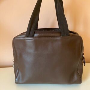 PRADA NAPA LEATHER sporty HANDBAG TOTE chocolate brown (offers welcome🎉🎊